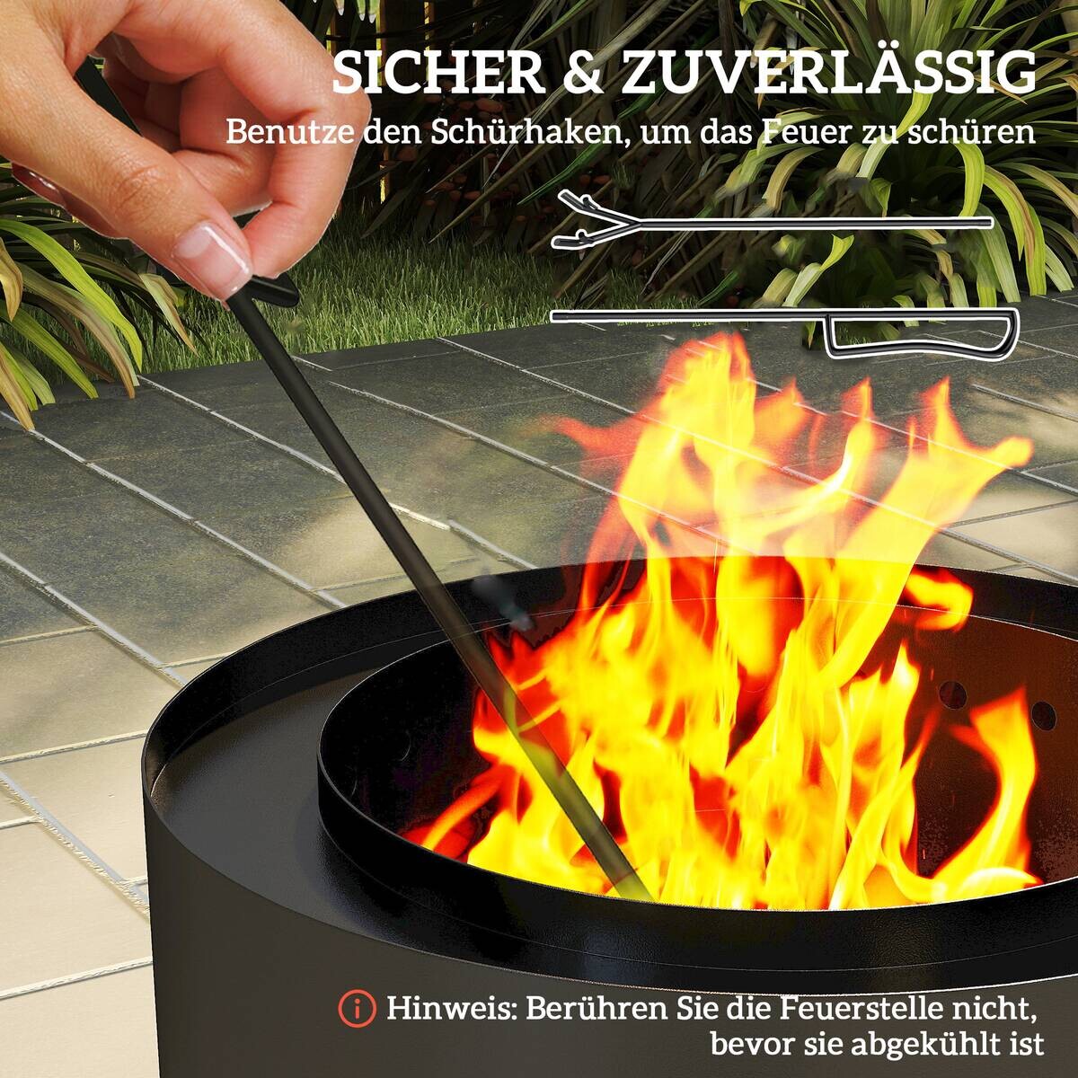 Outsunny Feuerschale schwarz Stahl B/H/L: ca. 45x42x45 cm
