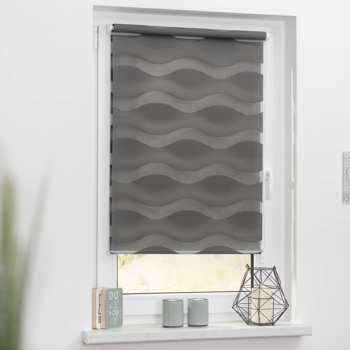 LICHTBLICK Doppelrollo Duo Welle anthrazit B/L: ca. 70x150 cm