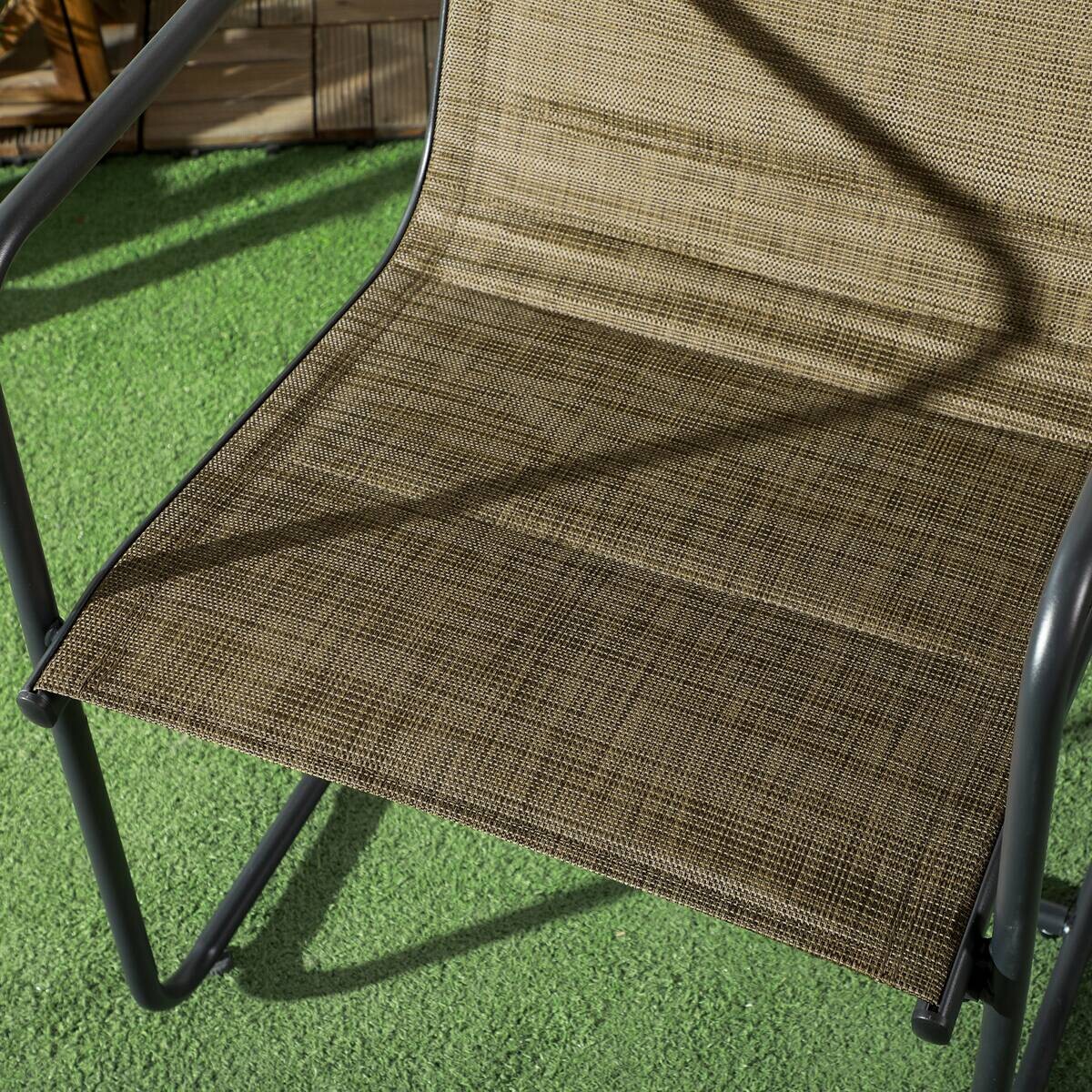 Outsunny Gartenstuhl 2er-Set braun Mesh B/H/L: ca. 66,5x88x54 cm