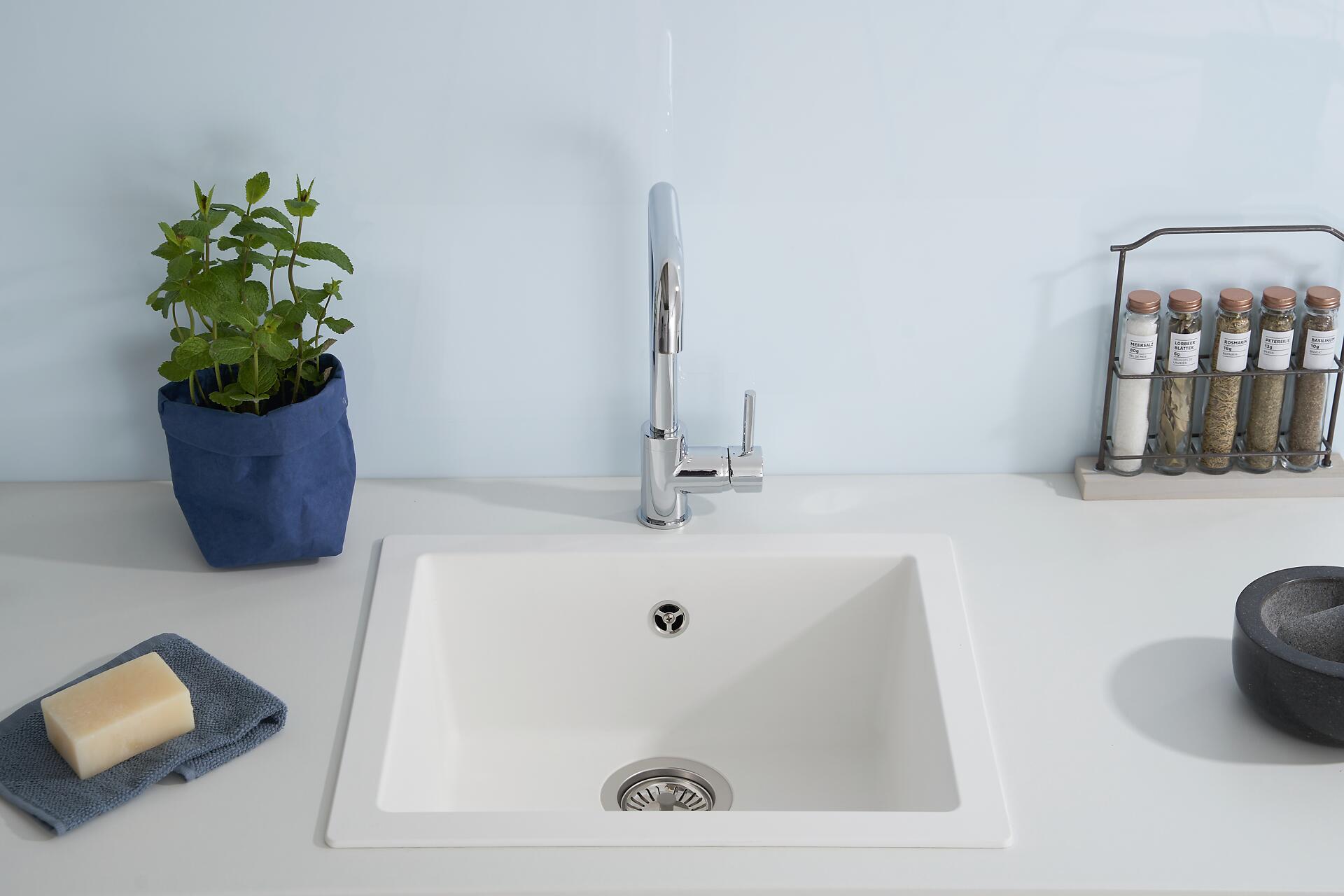 Respekta Einbauspüle Ohio 50 x 44 W weiß Mineralite B/H/T: ca. 44x19x50 cm