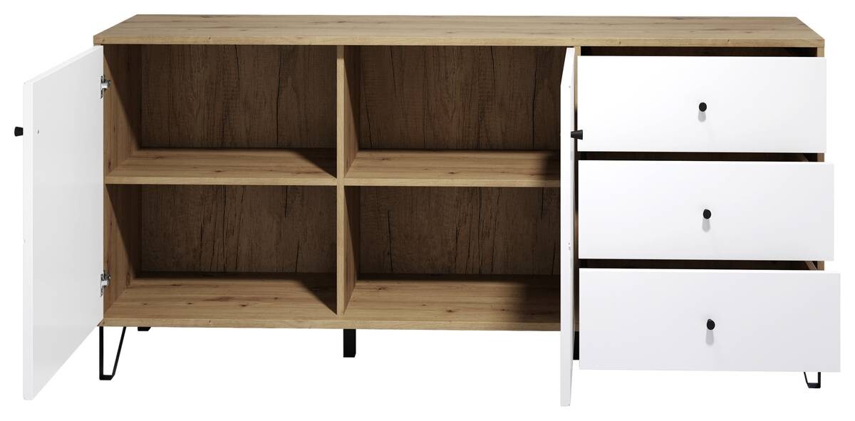 Sideboard Touch Eiche Artisan Nachbildung weiß matt B/H/T: ca. 183x76x40 cm