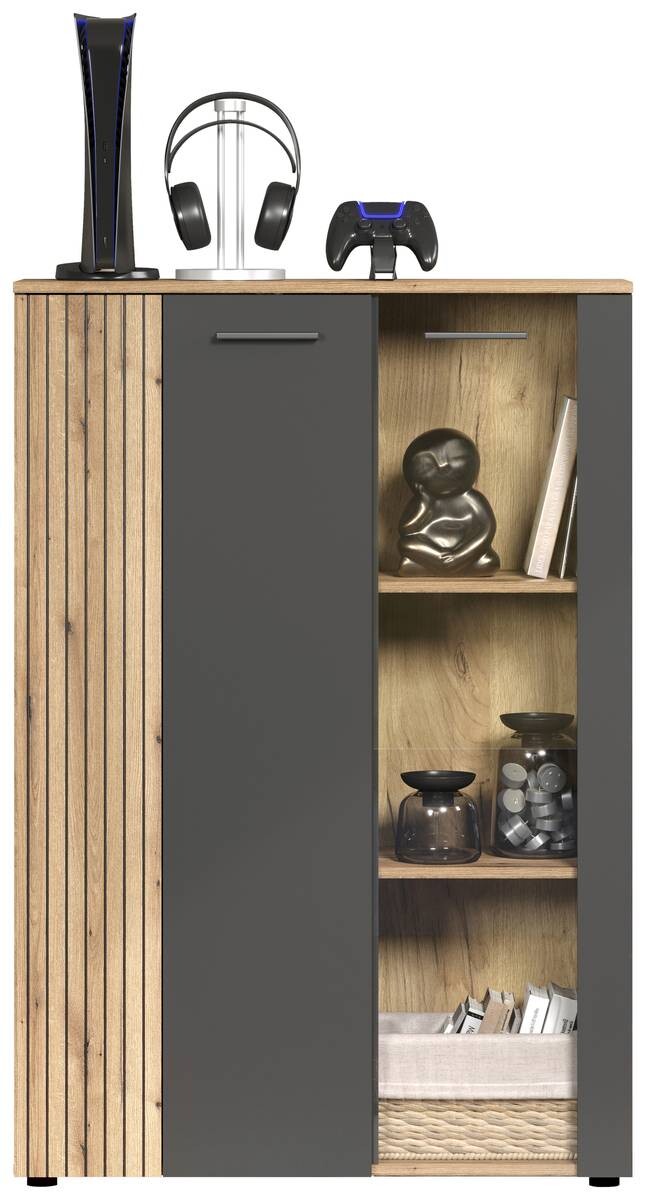 Vitrine Esteban anthrazit Eiche Evoke Coast Nachbildung B/H/T: ca. 90x132x34 cm