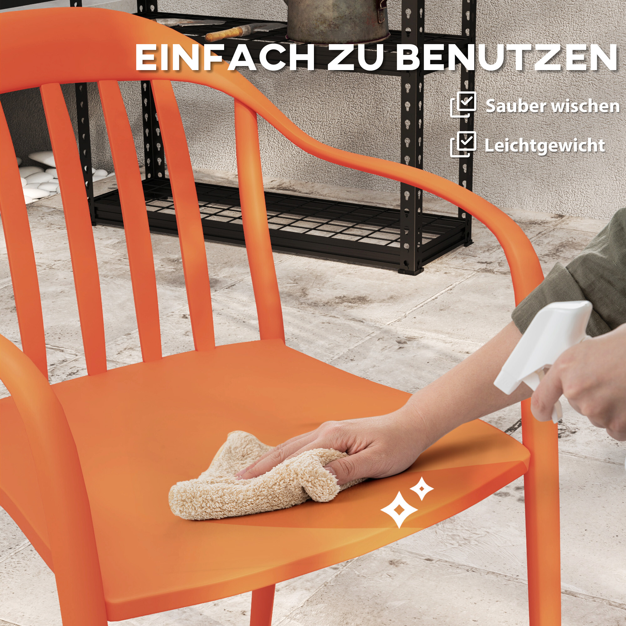 Outsunny Balkonstuhl 4er Set rot Metall B/H/L: ca. 54x78x57 cm