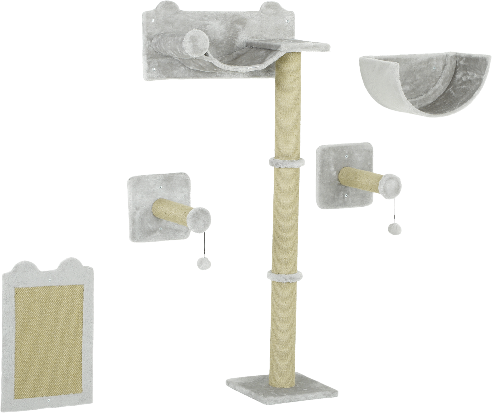 PawHut Katzen Kletterwand hellgrau Spanplatte B/H/L: ca. 32x140x60 cm PawHut Katzen Kletterwand hellgrau Spanplatte B/H/L: ca. 32x140x60 cm