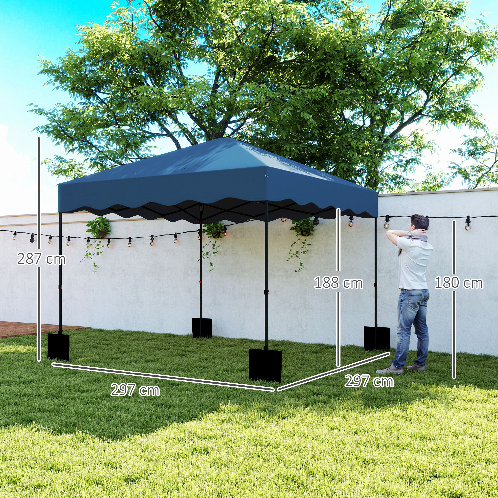Outsunny Pavillon blau Metall B/H/L: ca. 297x287x297 cm