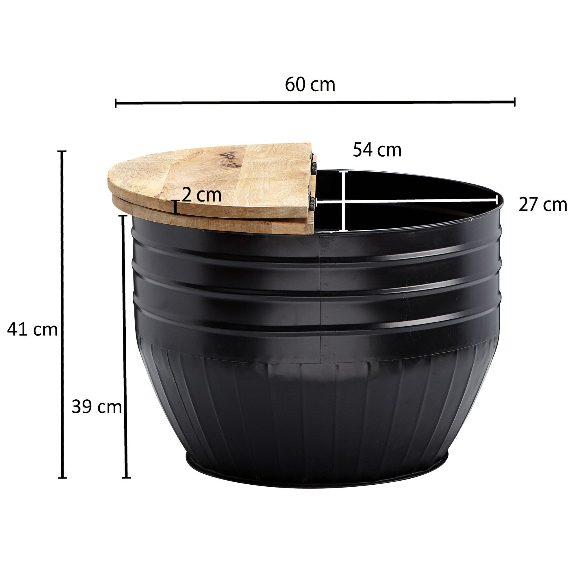 Wohnling Couchtisch schwarz B/H/T: ca. 60x41x60 cm