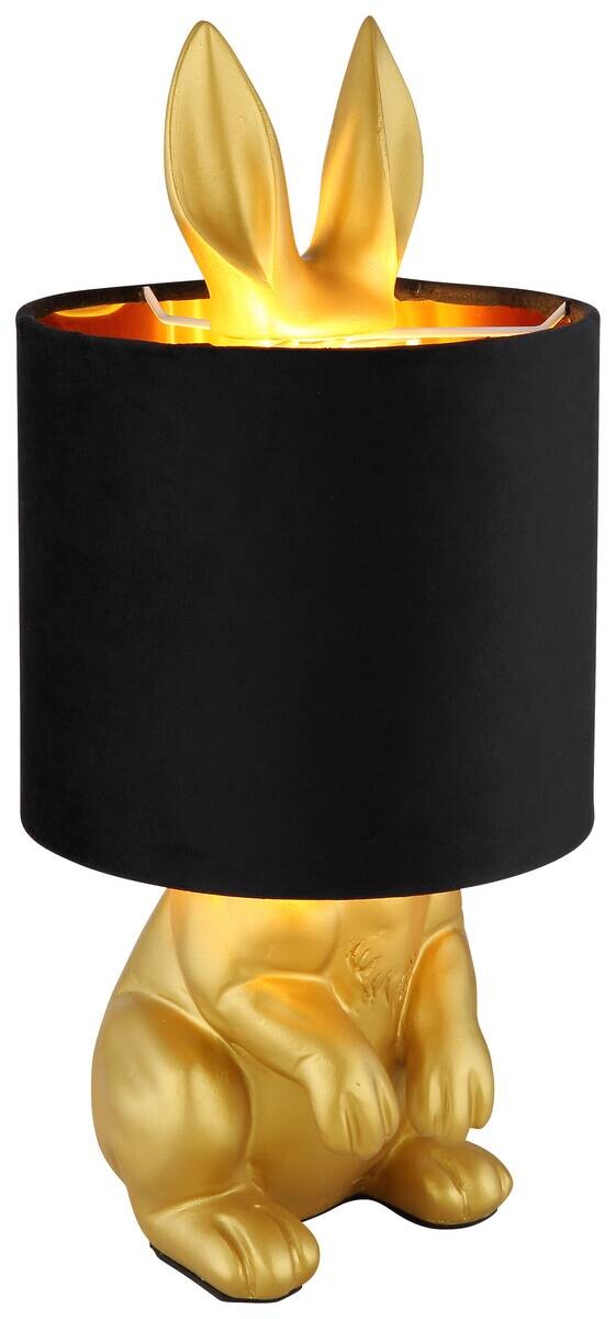 GLOBO Tischleuchte schwarz gold Samt Kunststoff H/D: ca. 41x18 cm E27 1 Brennstellen