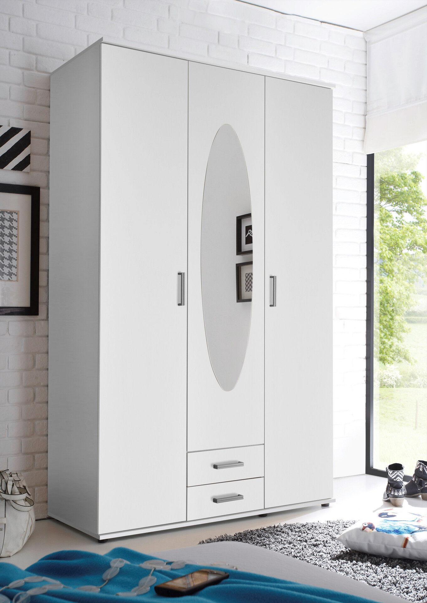 Kleiderschrank Paul weiß B/H/T: ca. 120x195x55 cm