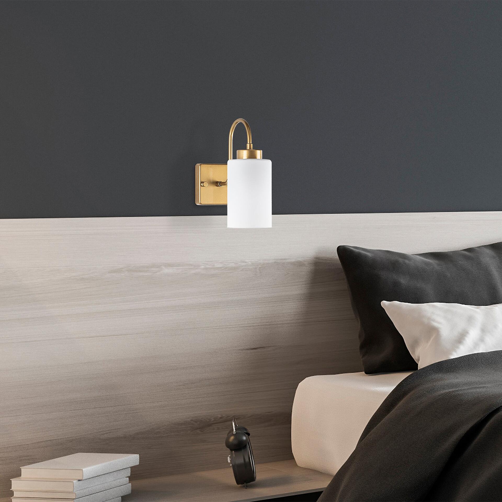 Opviq Wandleuchte gold weiß Metall Glas B/H/L: ca. 23x24x10 cm E27 1 Brennstellen