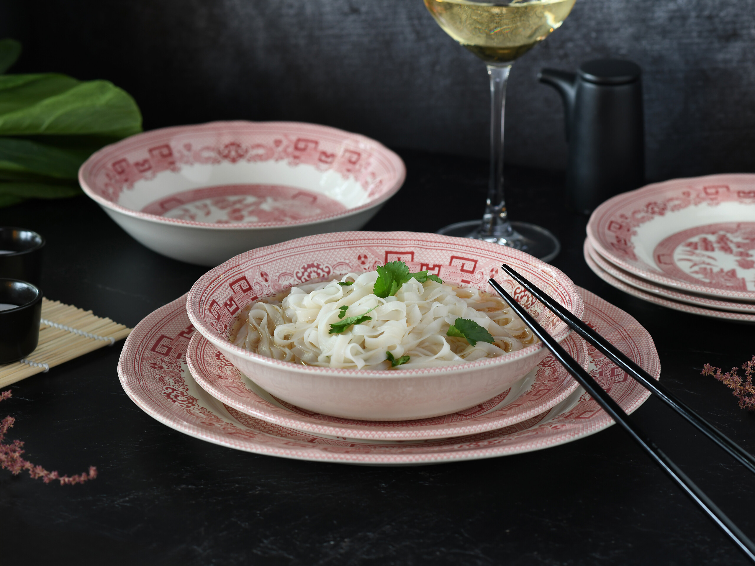 CreaTable Tafelservice China Town rot Steingut 18 tlg.