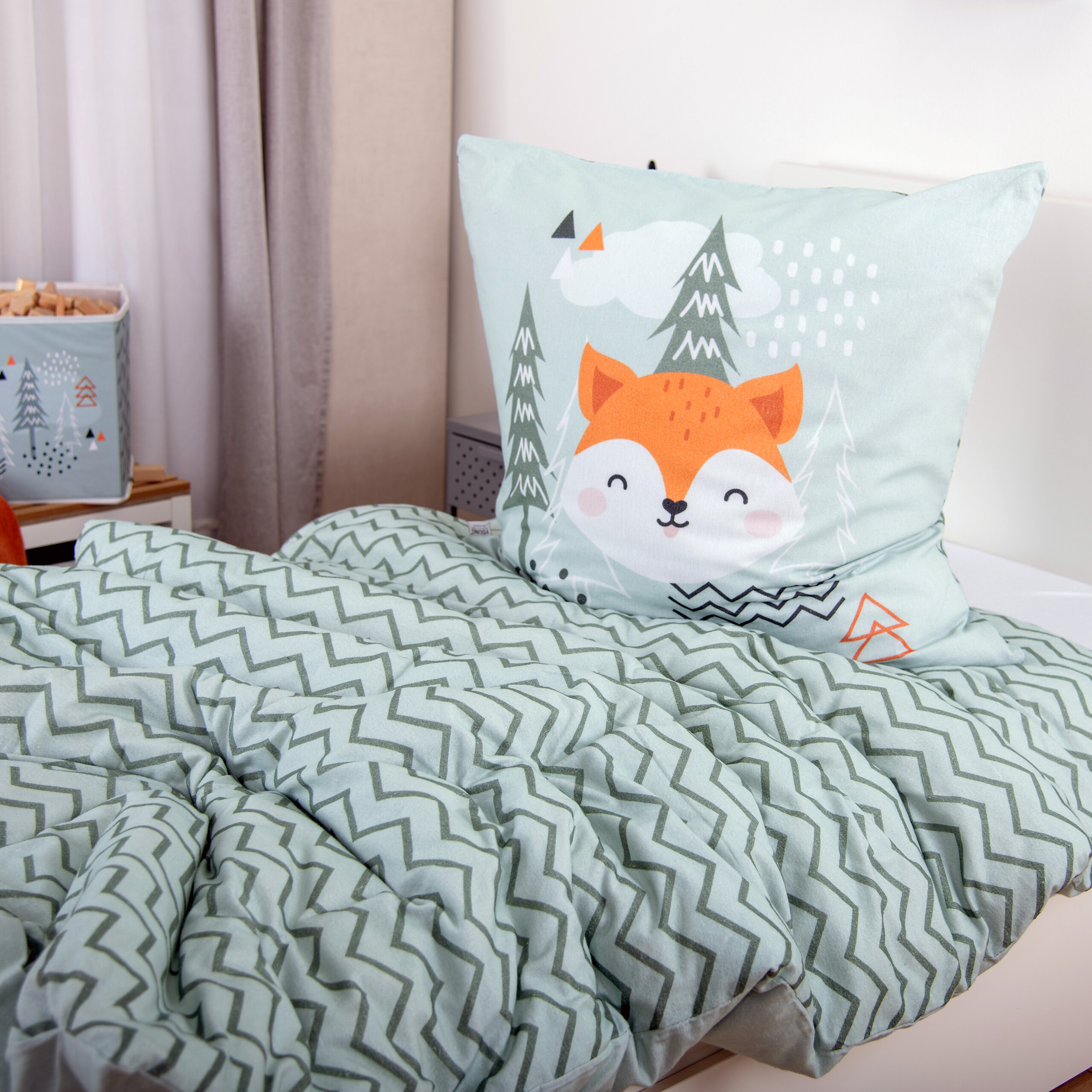 Baumwoll Bettwäsche Nordic Forest grün Baumwolle