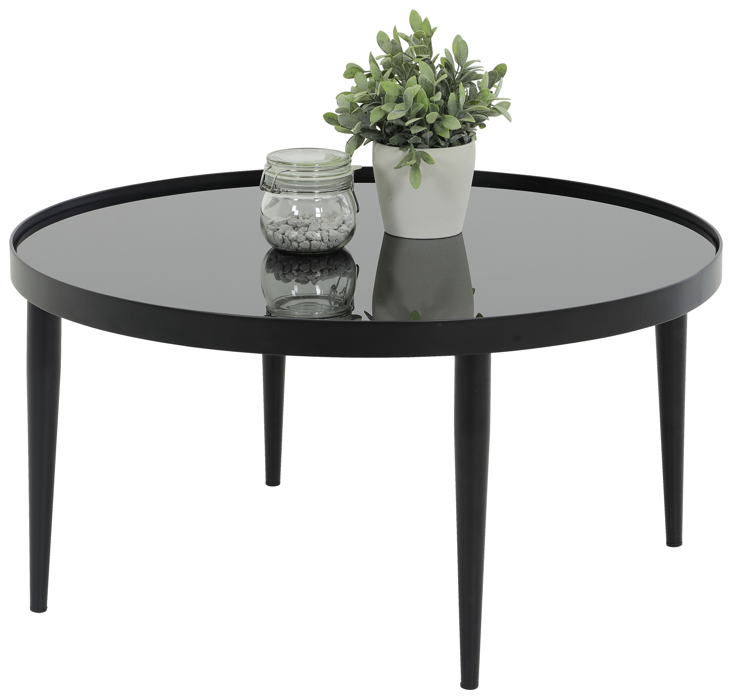 Hela Couchtisch Ronda schwarz Glas Metall H/D: ca. 40x80 cm