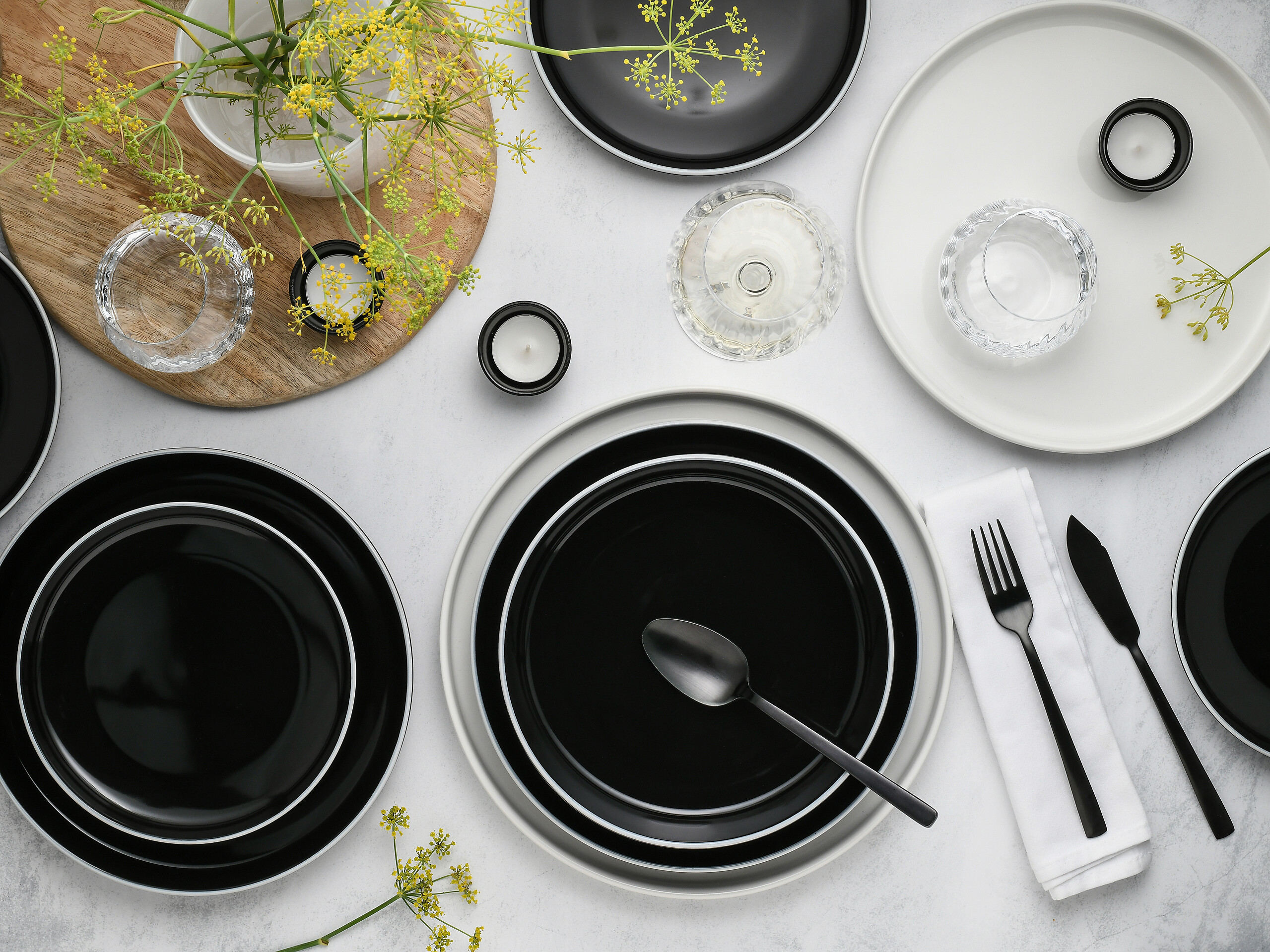 CreaTable Tafelservice Nordic Gourmet schwarz Steinzeug 18 tlg.