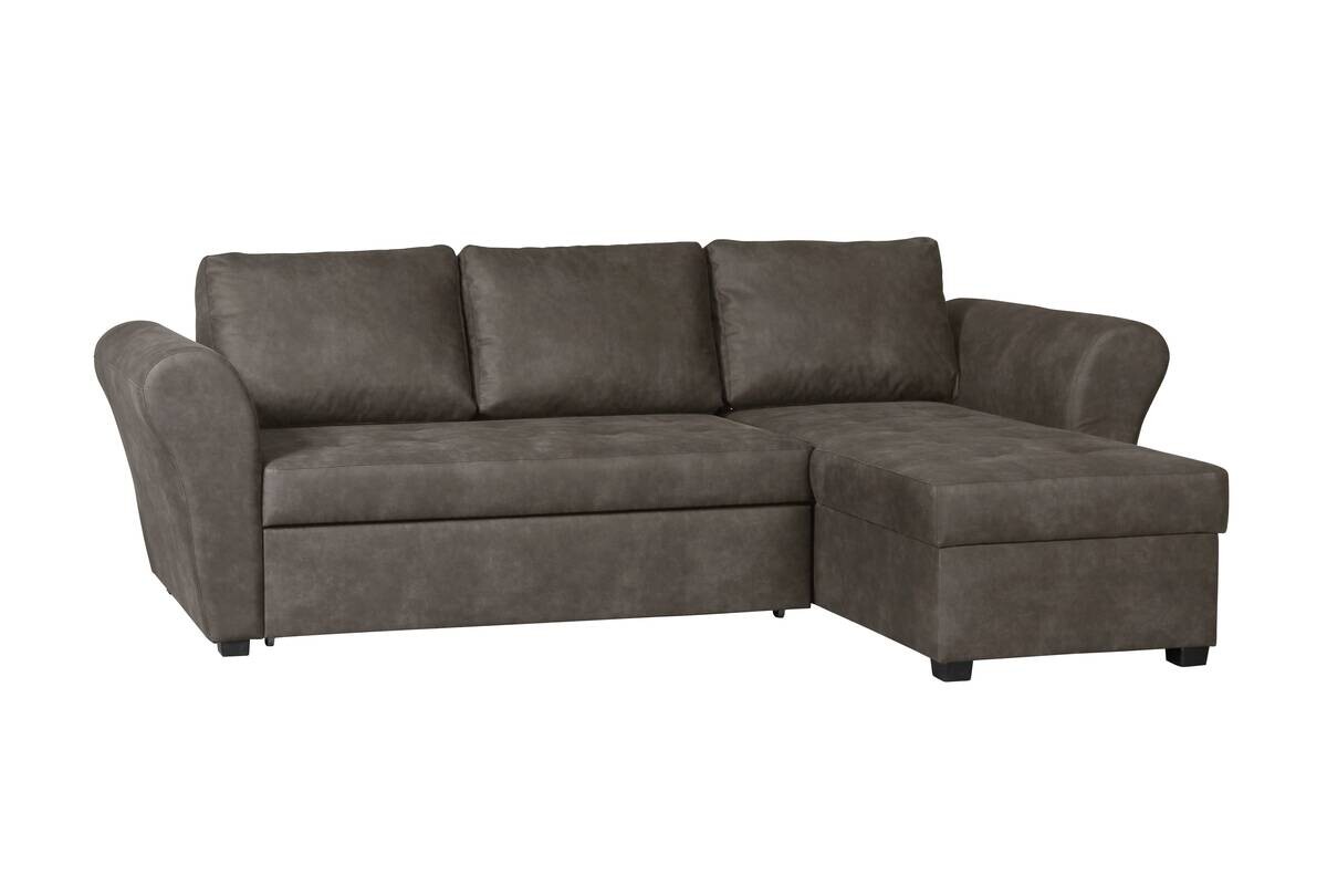 Ecksofa mit Bettfunktion und Bettkasten grau Microfaser B/H/T: ca. 260x89x155 cm