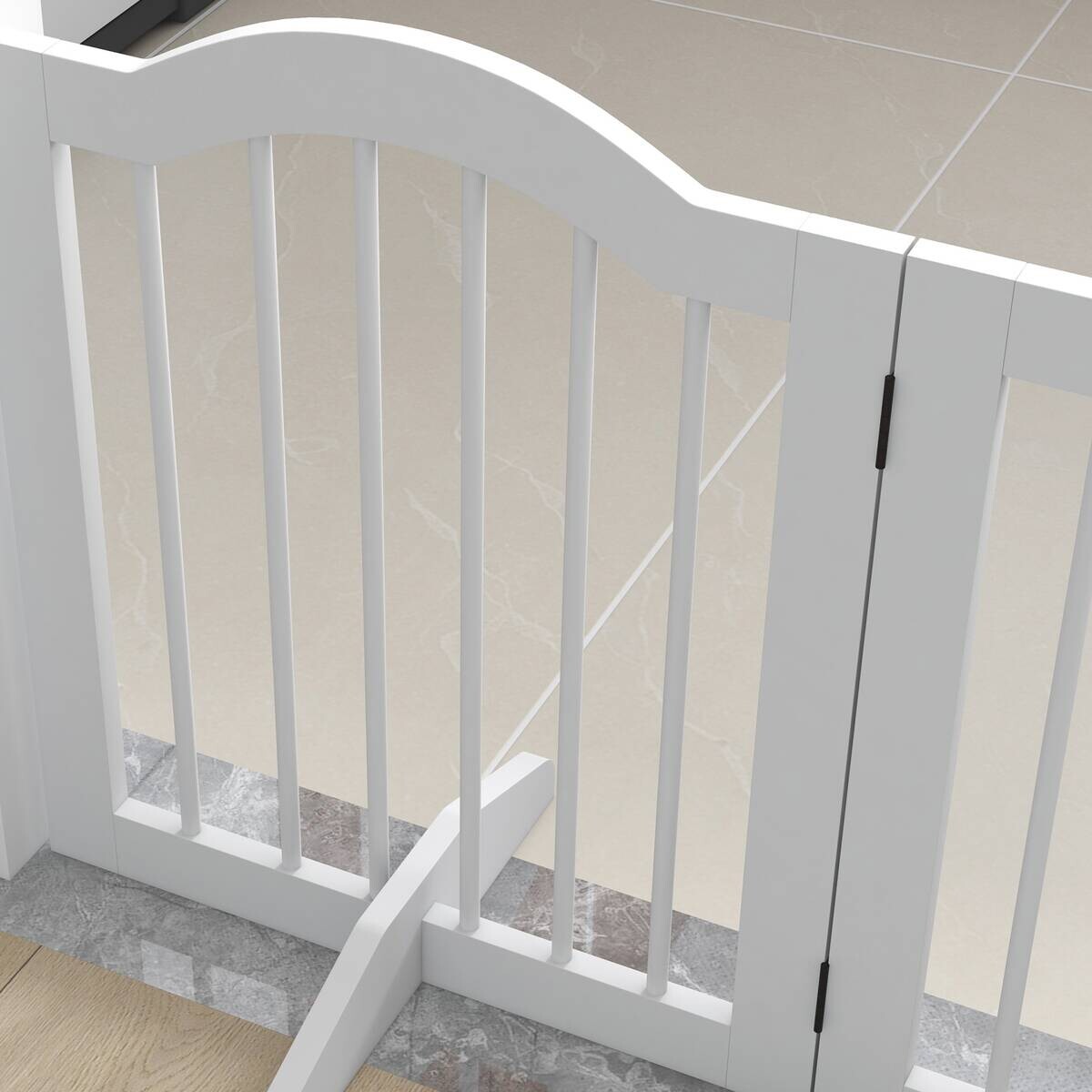 PawHut Schutzgitter weiß MDF B/H/L: ca. 29,5x61x203,5 cm