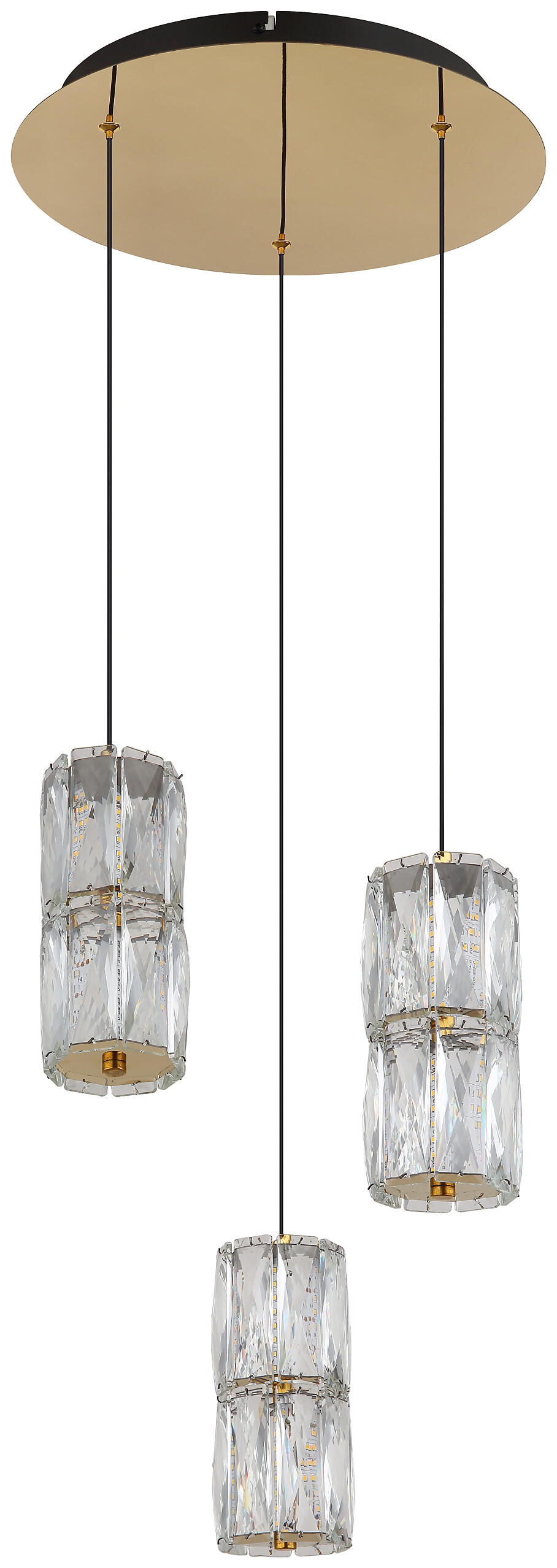 GLOBO Pendelleuchte mattschwarz klar gold Glas Metall H/D: ca. 150x36 cm 1.0 Brennstellen