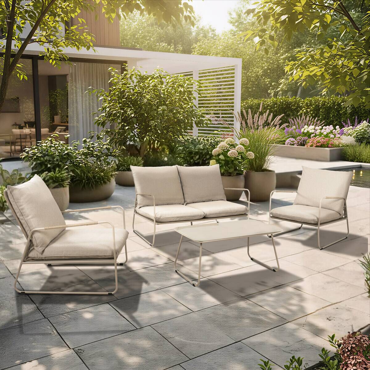 POCOline Gartensitzgruppe Faro beige Stahl