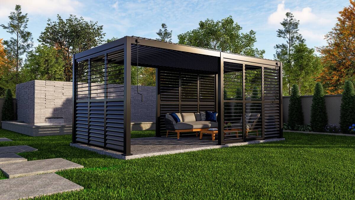 Mirador Lamellenwand für Pergola Deluxe Plus anthrazit Aluminium B/H/L: ca. 93x238,65x7 cm