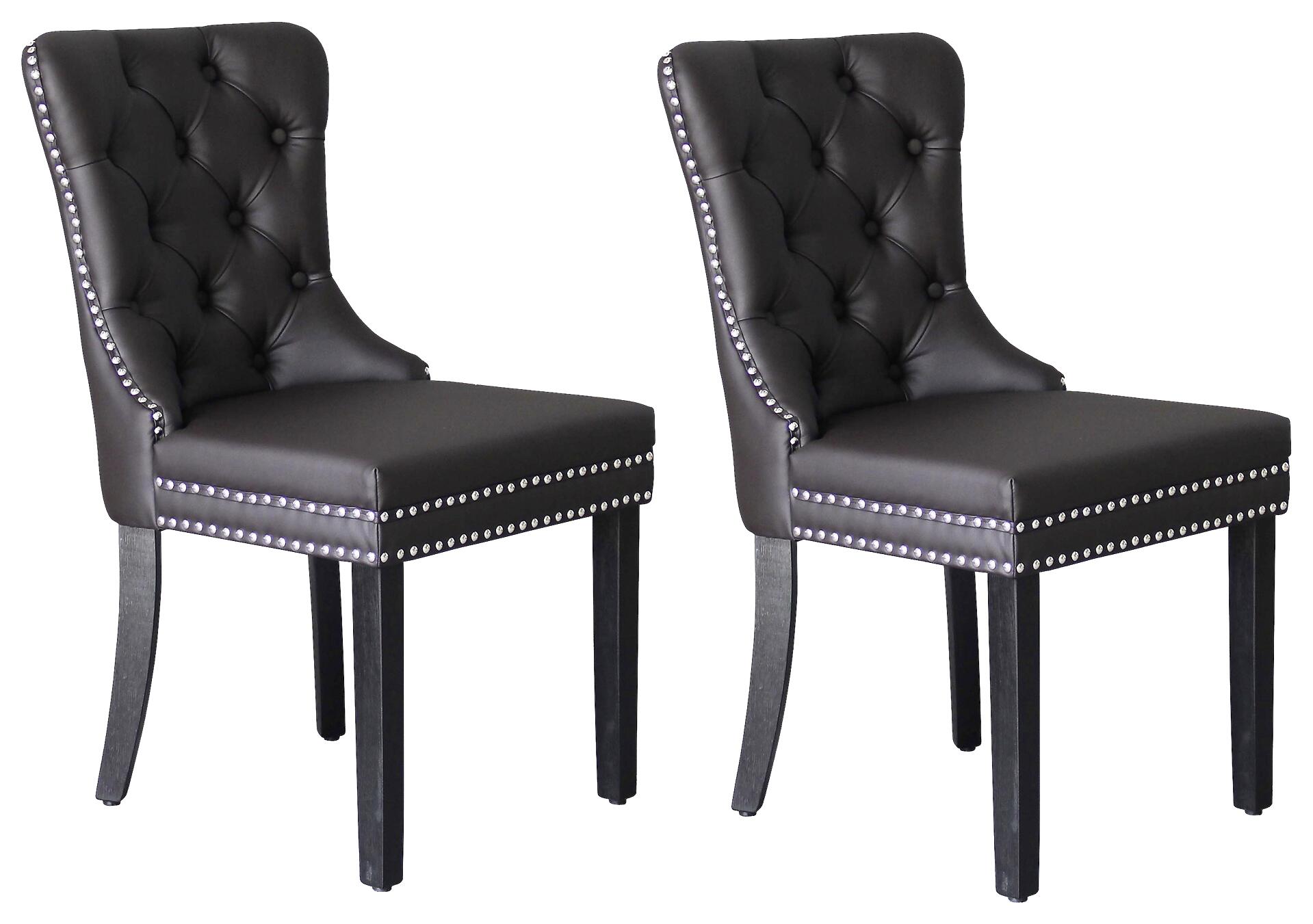 Stuhl DOMINO, 2er-Set schwarz braun Kunstleder B/H/T: ca. 48,5x93x61 cm