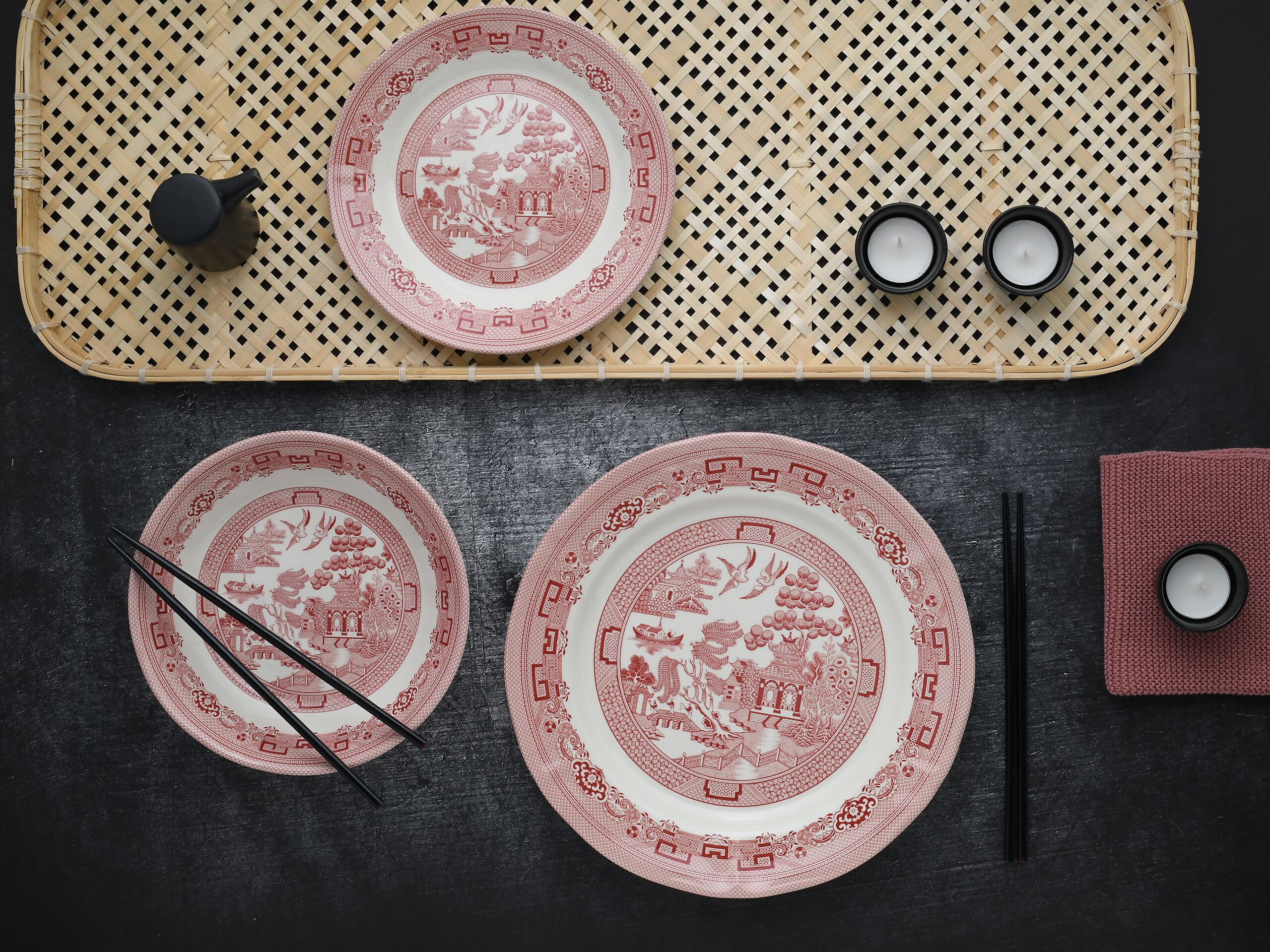 CreaTable Tafelservice China Town rot Steingut 18 tlg.