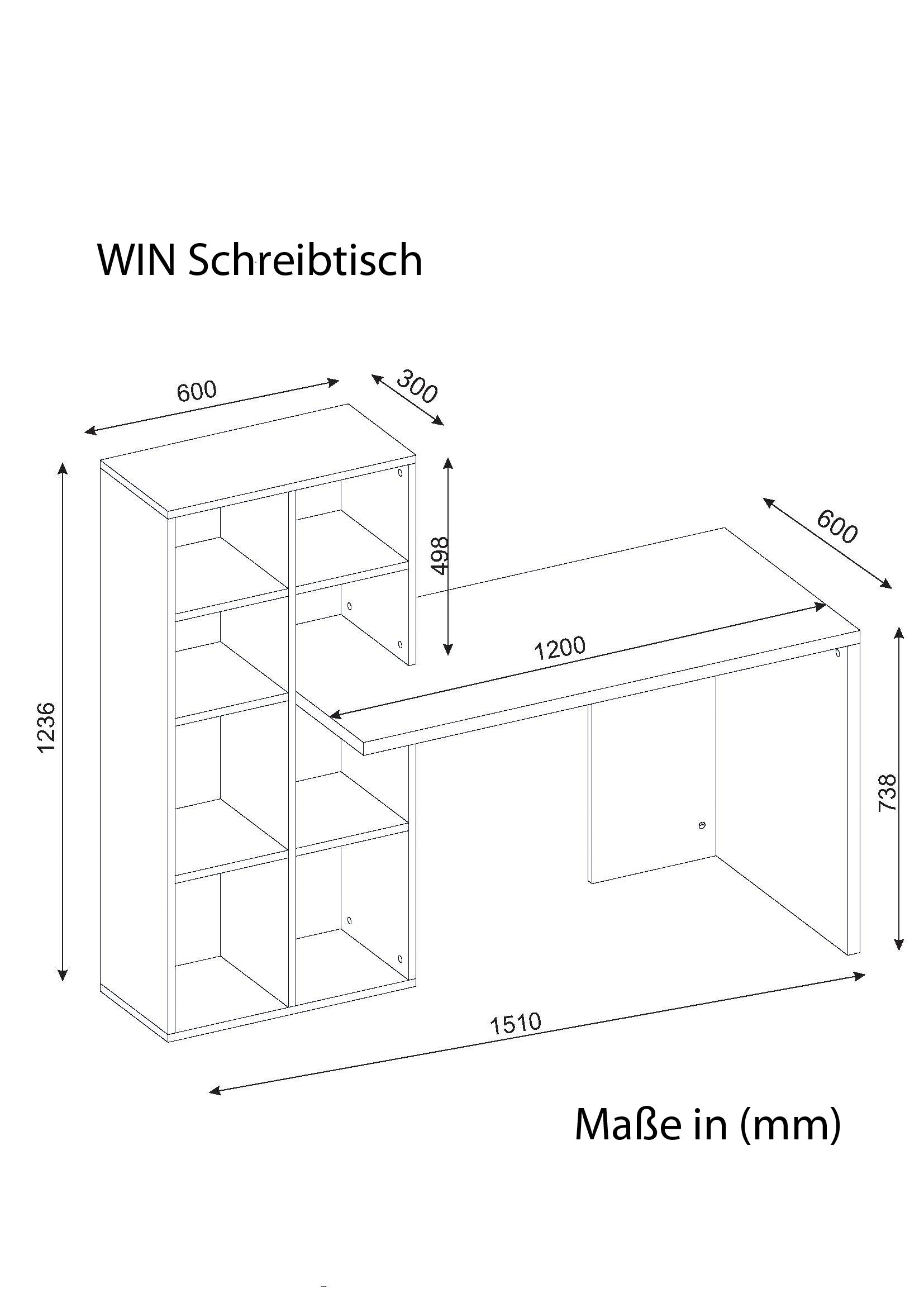 Schreibtisch Win weiß walnuss Nachbildung B/H/T: ca. 120x73x60 cm Schreibtisch Win weiß walnuss Nachbildung B/H/T: ca. 120x73x60 cm