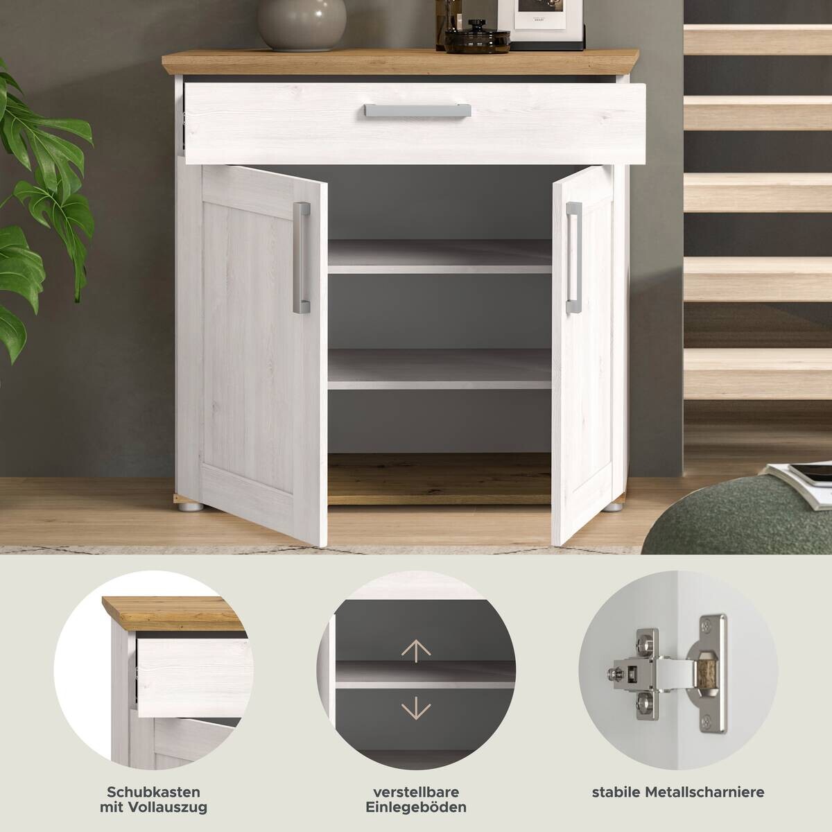 Schuhschrank Verona Sibiu Lärche Nachbildung Eiche Artisan Nachbildung B/H/T: ca. 95x92x39 cm