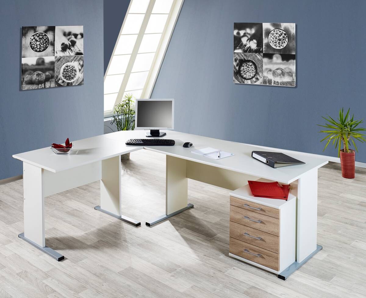 Schreibtisch Serie 200 perlweiß B/H/T: ca. 140x74,2x65 cm