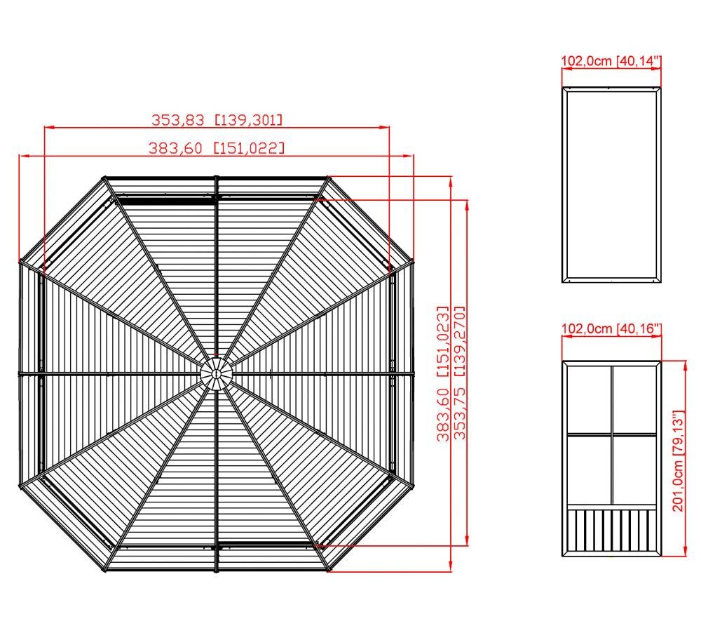 Sojag Kaltwintergarten Charleston anthrazit Aluminium B/H/T: ca. 384x281x384 cm