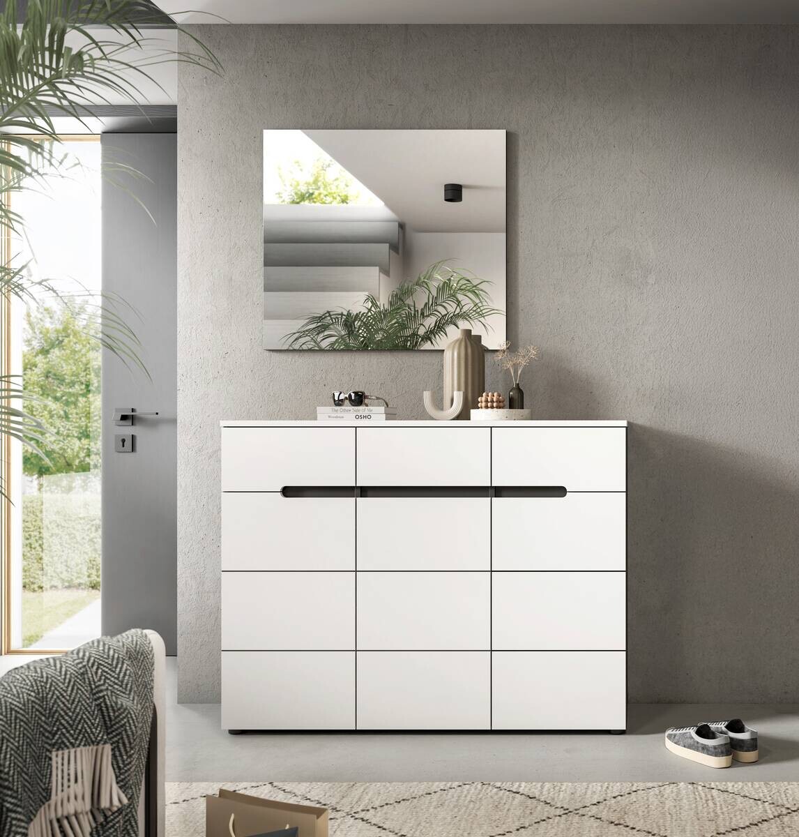 Schuhkommode Canu basaltgrau Nachbildung weiß B/H/T: ca. 120x94x37 cm