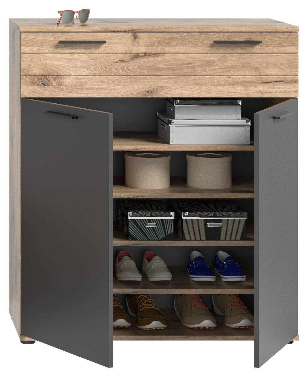 Schuhkommode Mason Nox Oak Nachbildung dunkelgrau B/H/T: ca. 90x104x37 cm