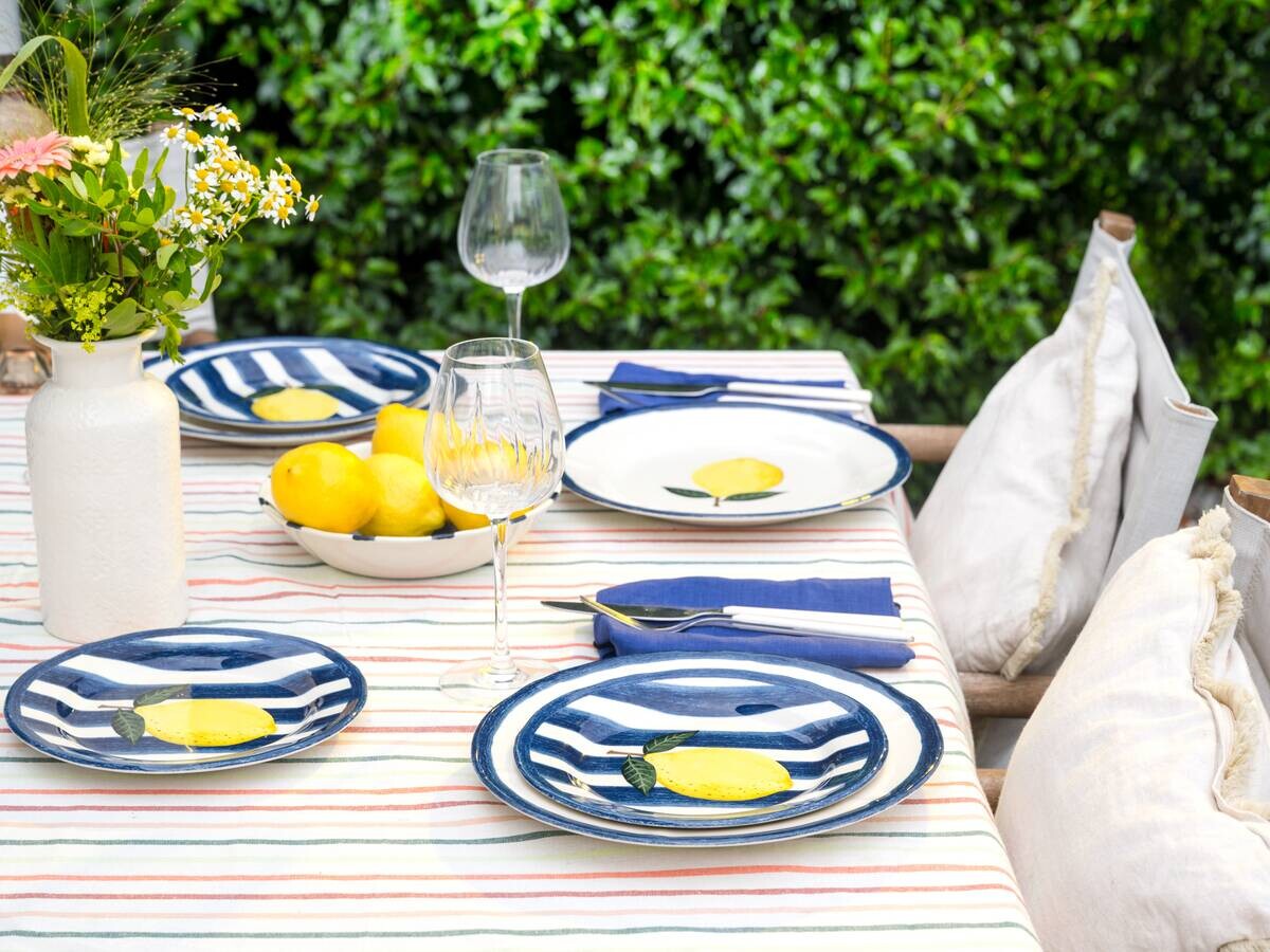 CreaTable Kombiservice Summer Stripes bunt Steingut 16 tlg.