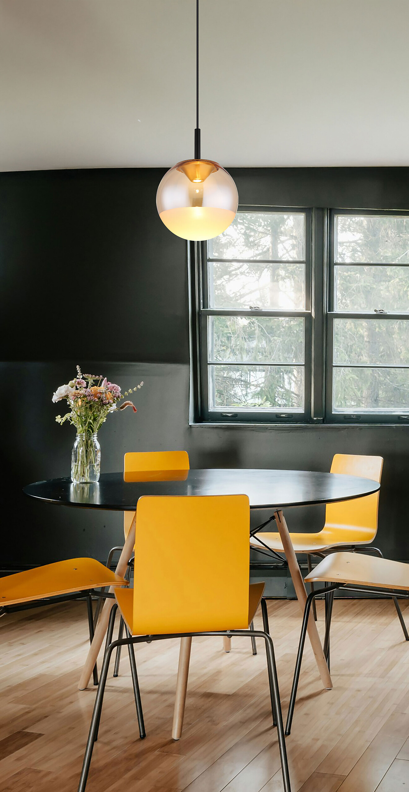 GLOBO LED-Hängeleuchte schwarz messing Metall Aluminium H/D: ca. 130x25 cm 1.0 Brennstellen