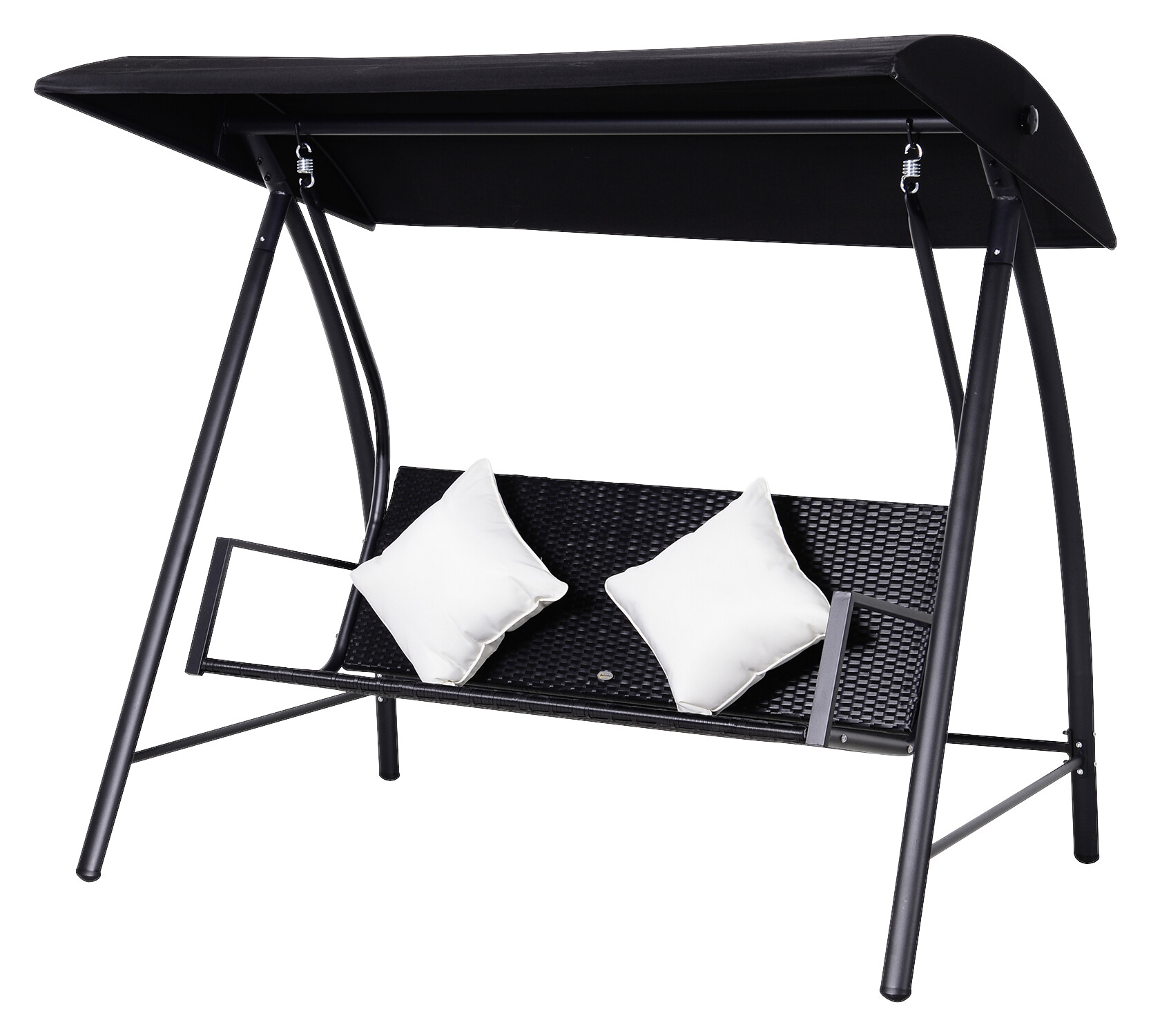 Outsunny Hollywoodschaukel schwarz Polyrattan B/H/L: ca. 124x179x198 cm