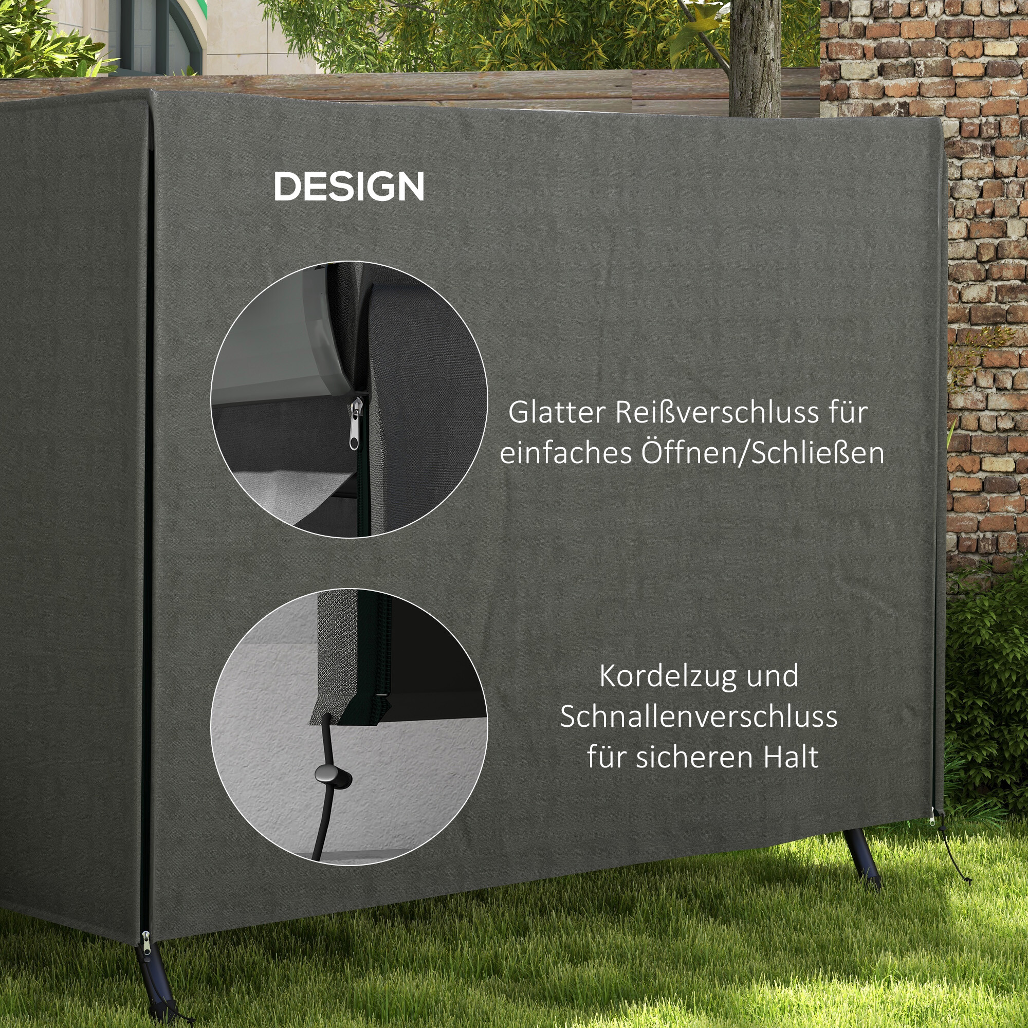 Outsunny Abdeckplane dunkelgrau Polyester B/H/L: ca. 124x164x205 cm