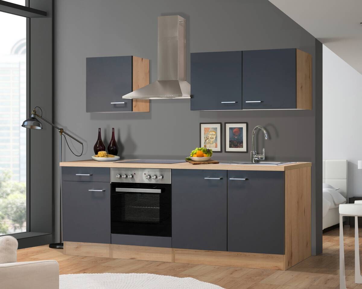 Flex-Well Küchenblock Morena Basalt matt B/H/T: ca. 210x200x60 cm