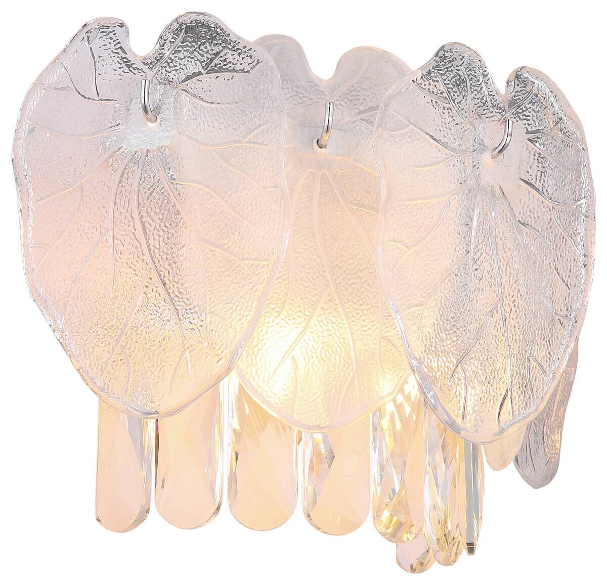 GLOBO Wandleuchte klar Chrom Metall Glas B/H/T: ca. 31,5x20,8x15,5 cm E14 2 Brennstellen