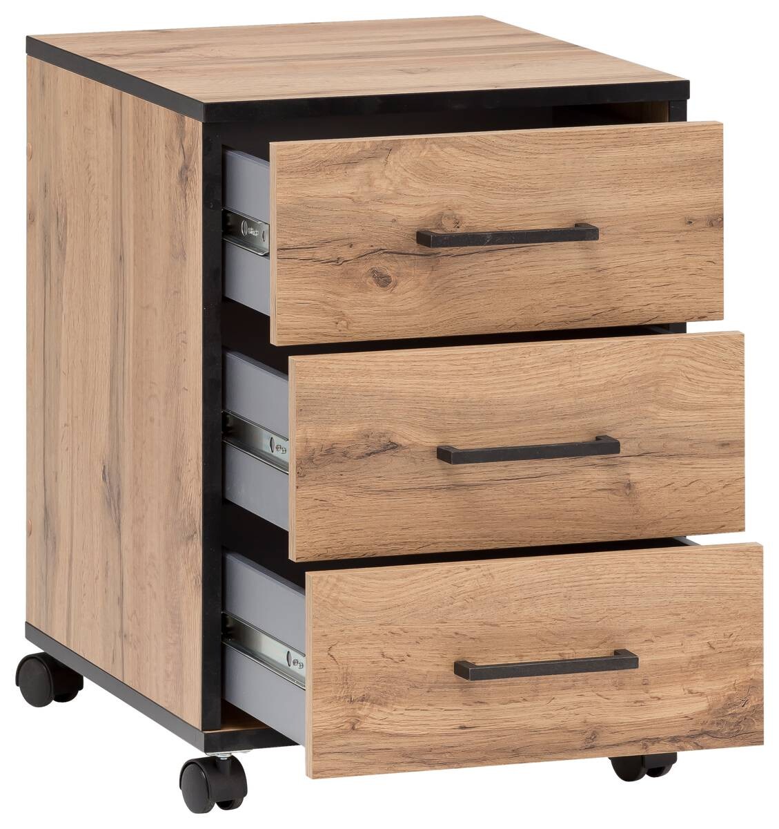 Rollcontainer Serie 2000 Eiche Landhaus Nachbildung B/H/T: ca. 40,1x57x50 cm