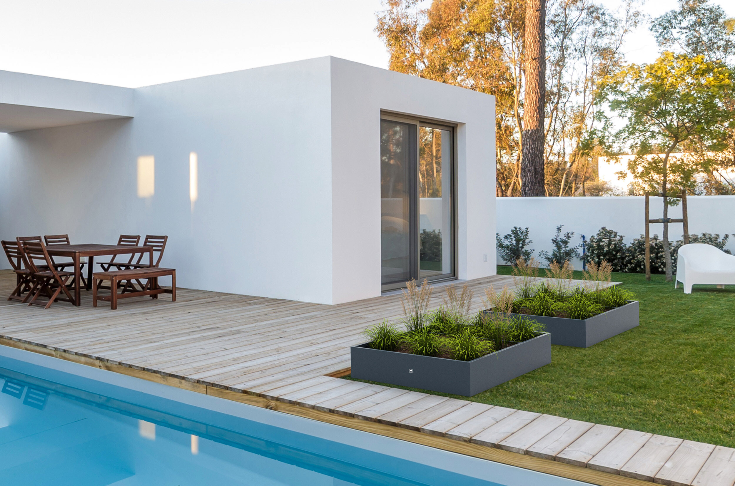 Herstera Garden Pflanzkasten anthrazit Metall B/H/L: ca. 25x100x150 cm