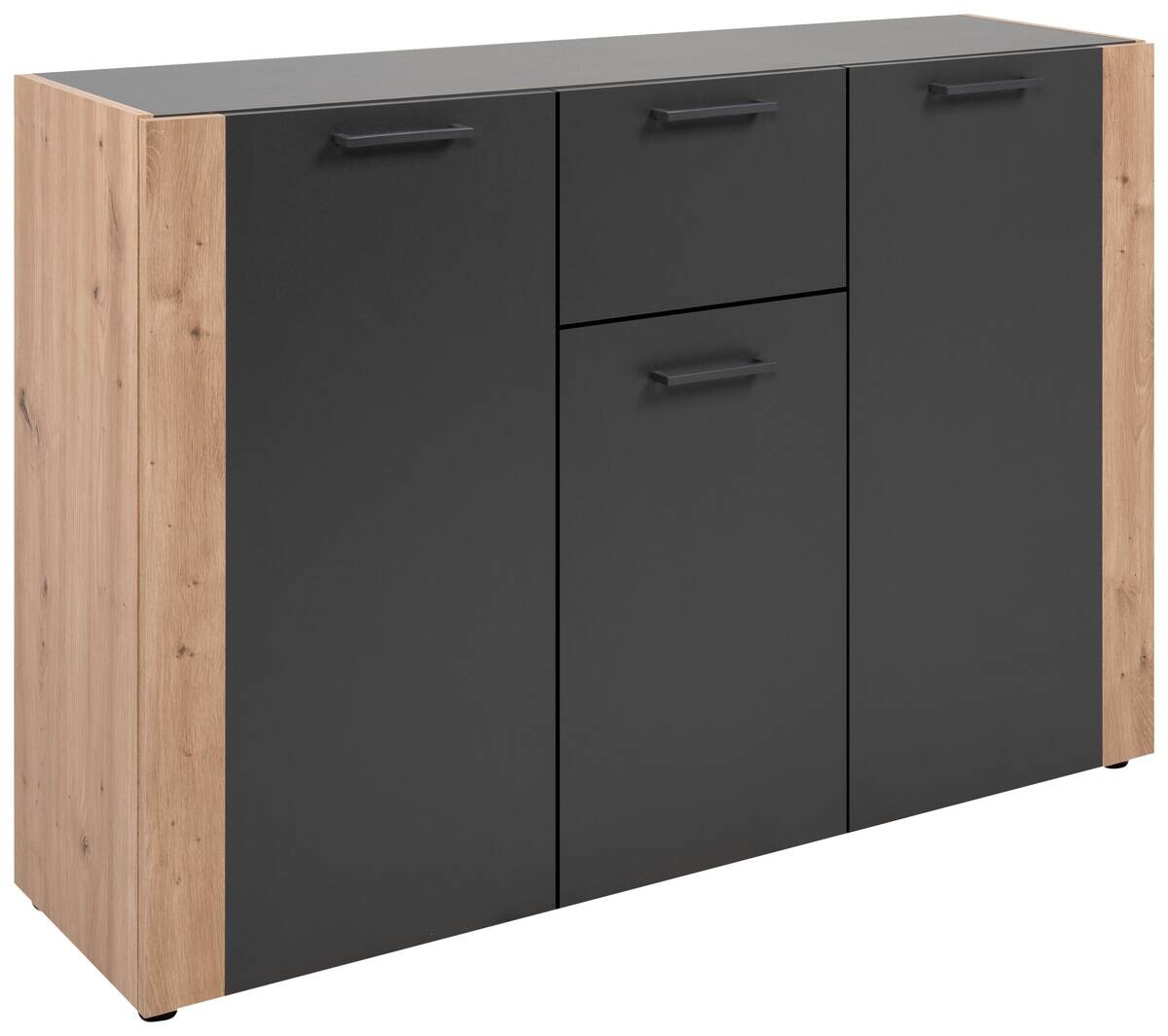 Kommode Cento anthrazit Eiche Artisan Oak Nachbildung B/H/T: ca. 126x83x35 cm