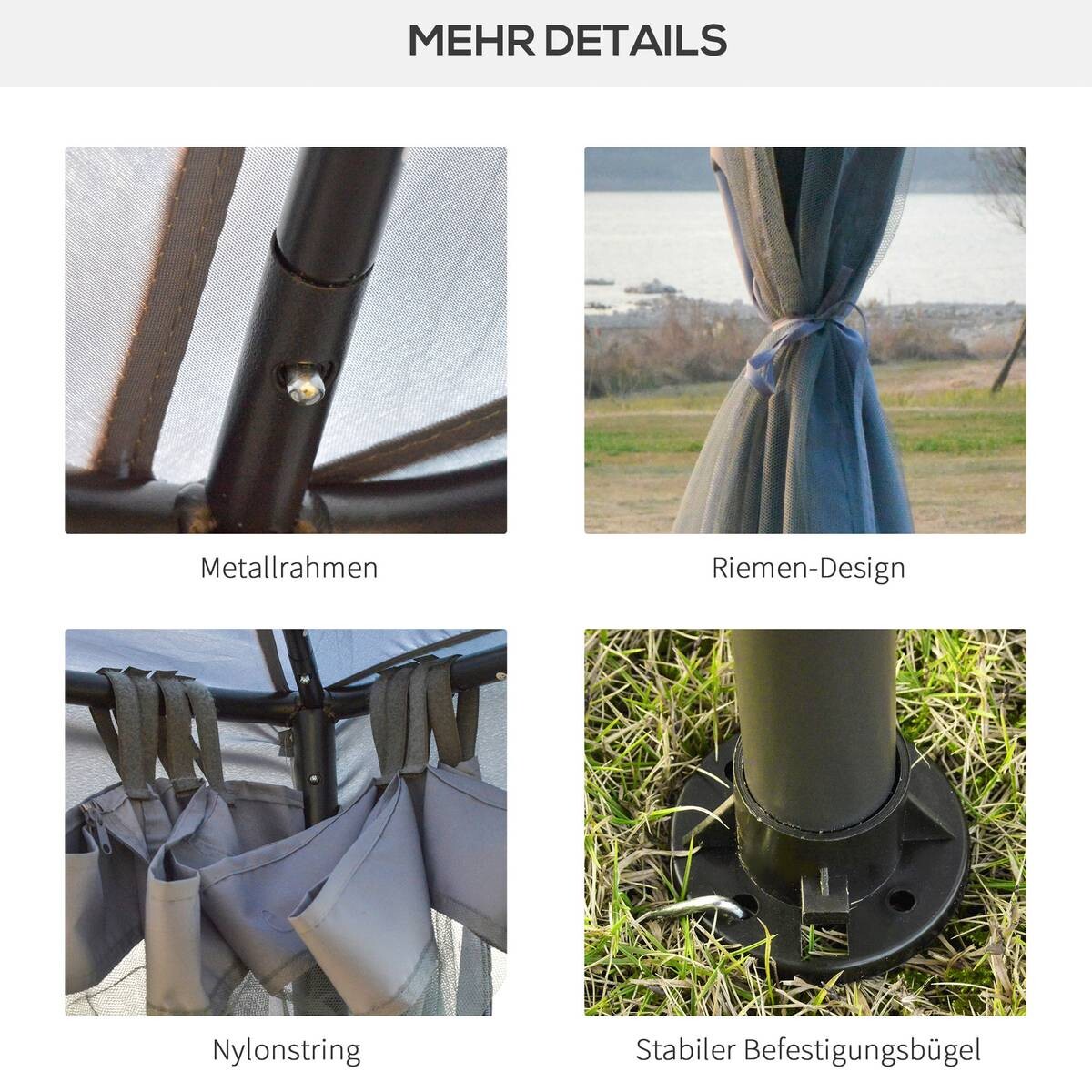 Outsunny Pavillon hellgrau Metall B/H/L: ca. 294x265x294 cm