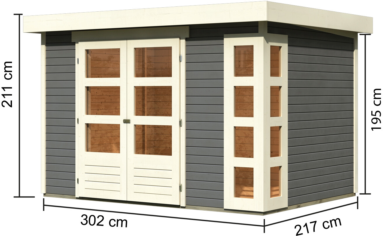 Karibu Gartenhaus Felipo 2 Terragrau B/H/T: ca. 302x217x211 cm