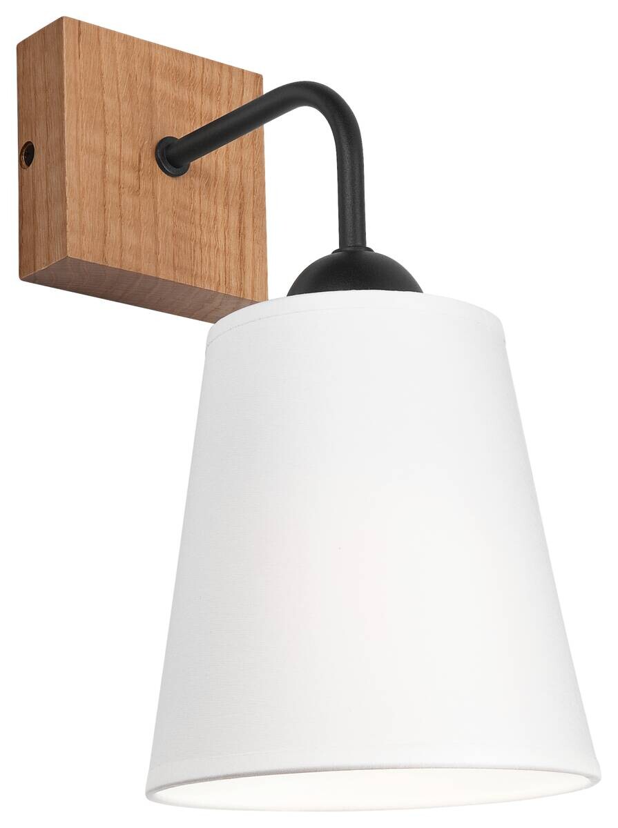 Lamkur Wandleuchte LULA 47614 Eiche weiß Holz Textil H/L: ca. 29x15 cm E27 1 Brennstellen