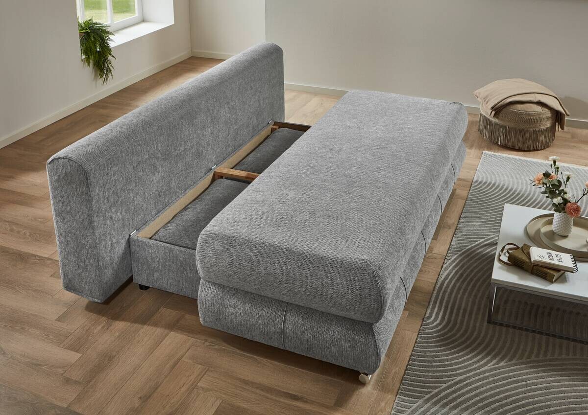 Schlafsofa Biel silber Microfaser B/H/T: ca. 199x97x95 cm