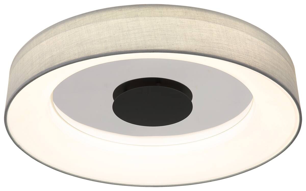 GLOBO LED-Deckenleuchte 48372-30 mattschwarz weiß grau Metall Textil H/D: ca. 9,8x46,8 cm