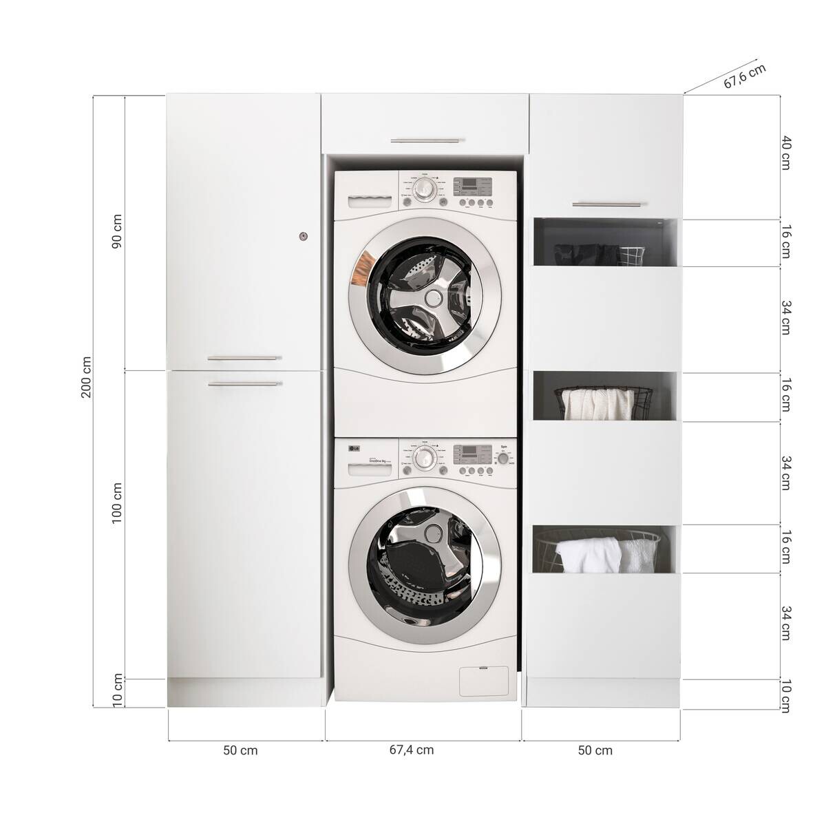 Respekta Hauswirtschaftsraum-Set Clara weiß matt B/H/T: ca. 167,4x200x67,6 cm