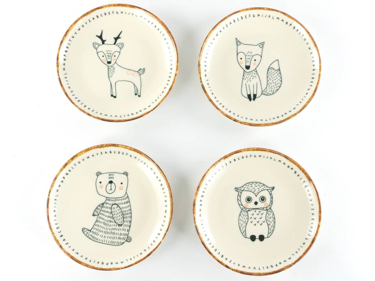 CreaTable Tellerset Freunde des Waldes beige Steinzeug D: ca. 21 cm