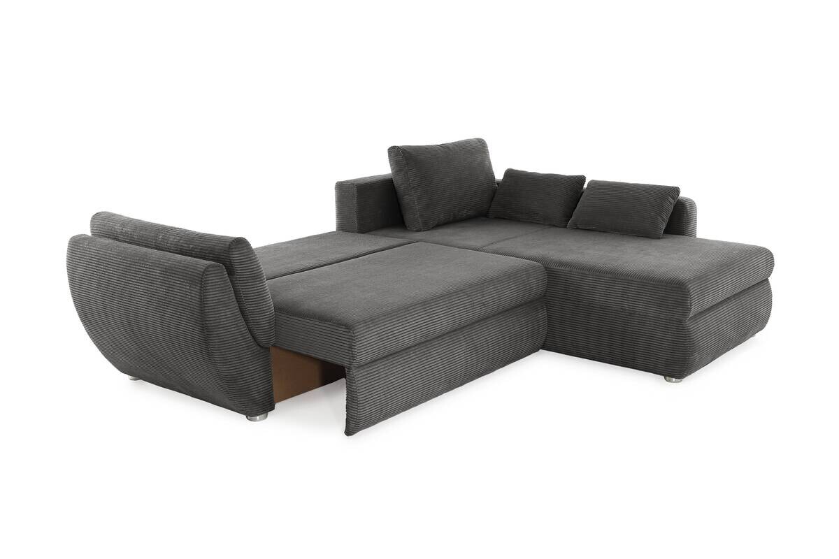 Ecksofa mit Bettfunktion und Bettkasten grau Microfaser B/H/T: ca. 272x88x200 cm