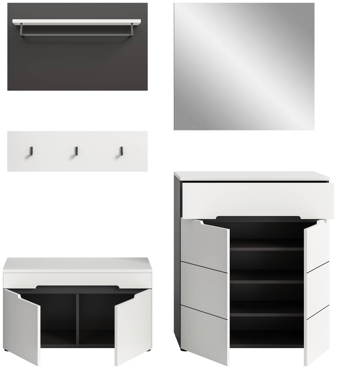 Garderobe Canu basaltgrau Nachbildung weiß B/H/T: ca. 175x190x37 cm