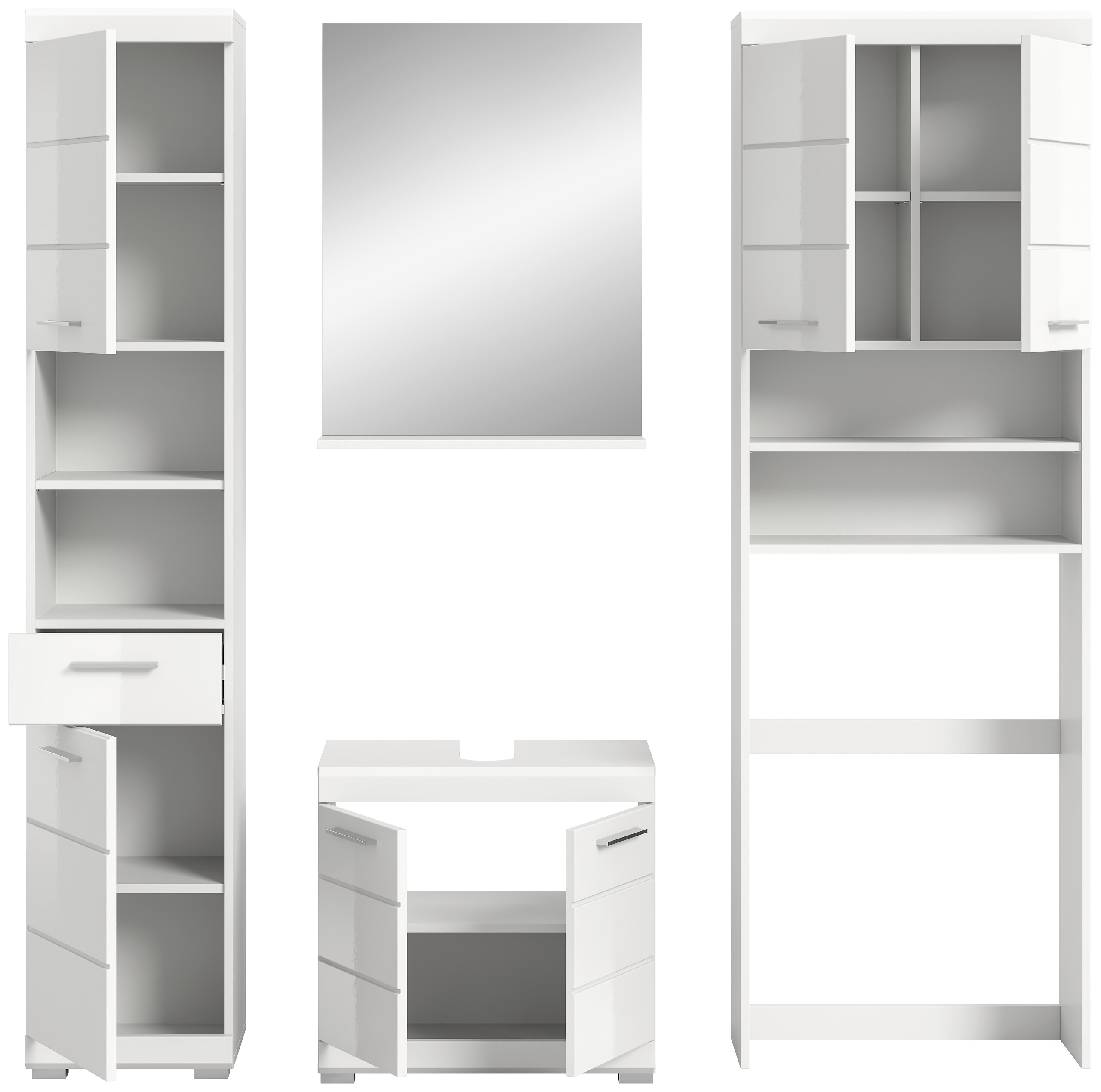 Badezimmer-Set Scout weiß weiß Hochglanz B/H/T: ca. 190x191x34 cm