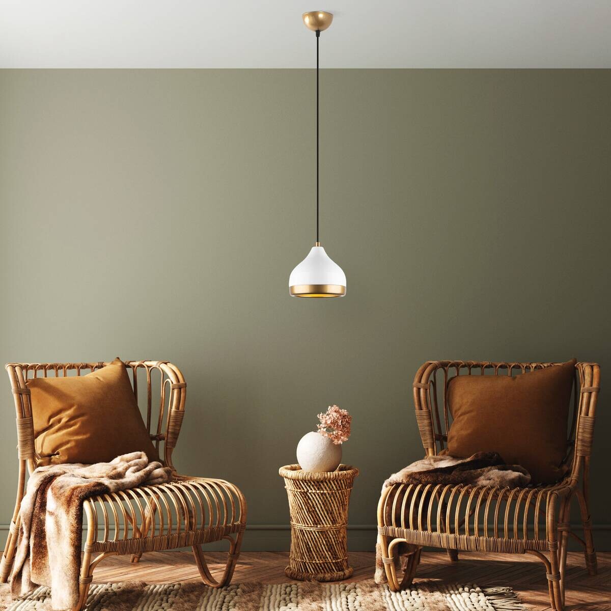 Opviq Pendelleuchte Yldo weiß B/H/T/L/D: ca. 17x112x17x17x17 cm E27 1 Brennstellen